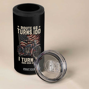Route Highway 66 Turns 100 I Turn 70 4 in 1 Can Cooler Tumbler Vintage 1956 American Classic V-Twin Motorcycle Lover 70th Birthday Gift