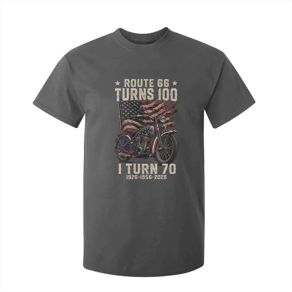 Route Highway 66 Turns 100 I Turn 70 T Shirt For Kid Vintage 1956 American Classic V-Twin Motorcycle Lover 70th Birthday Gift