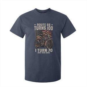 Route Highway 66 Turns 100 I Turn 70 T Shirt For Kid Vintage 1956 American Classic V-Twin Motorcycle Lover 70th Birthday Gift