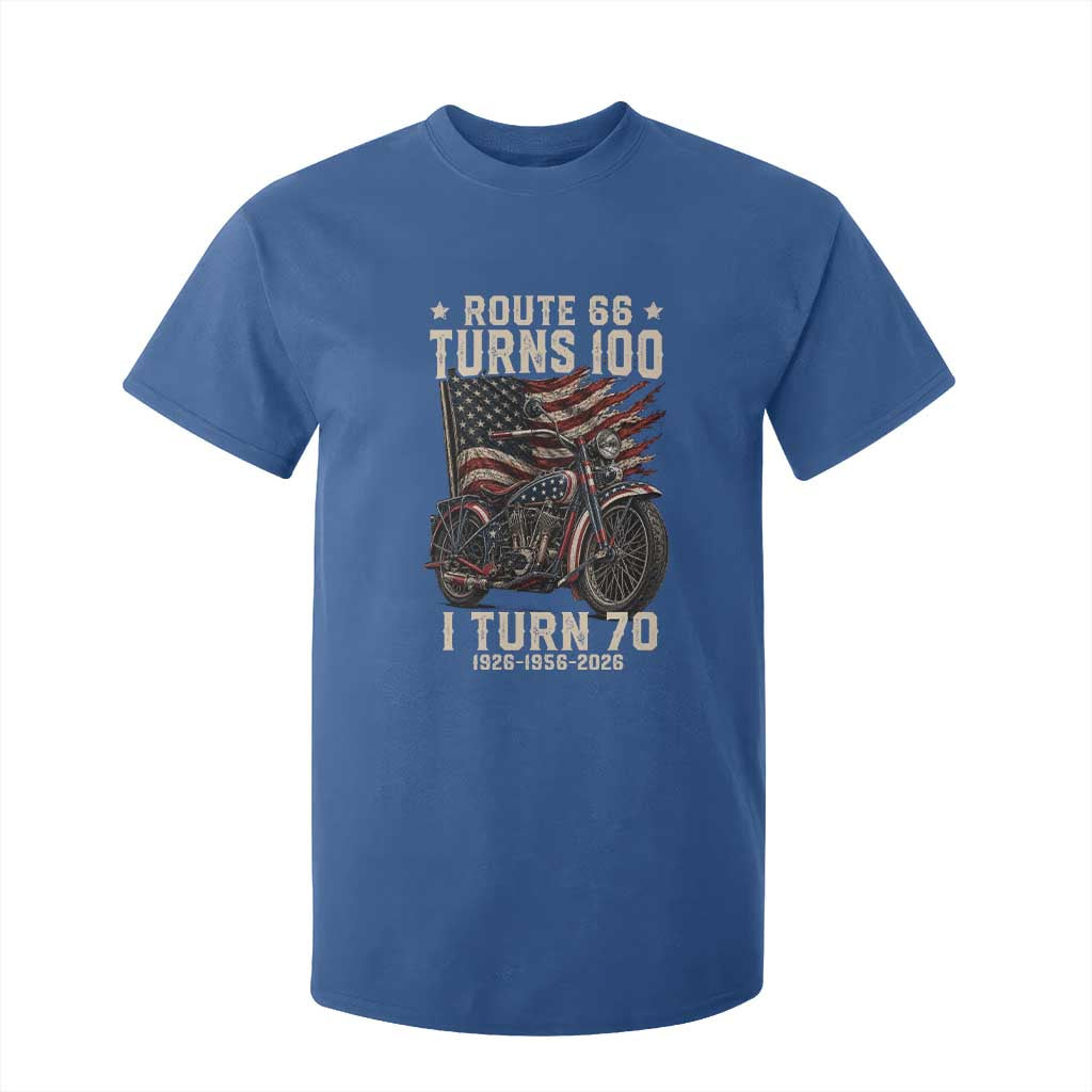 Route Highway 66 Turns 100 I Turn 70 T Shirt For Kid Vintage 1956 American Classic V-Twin Motorcycle Lover 70th Birthday Gift