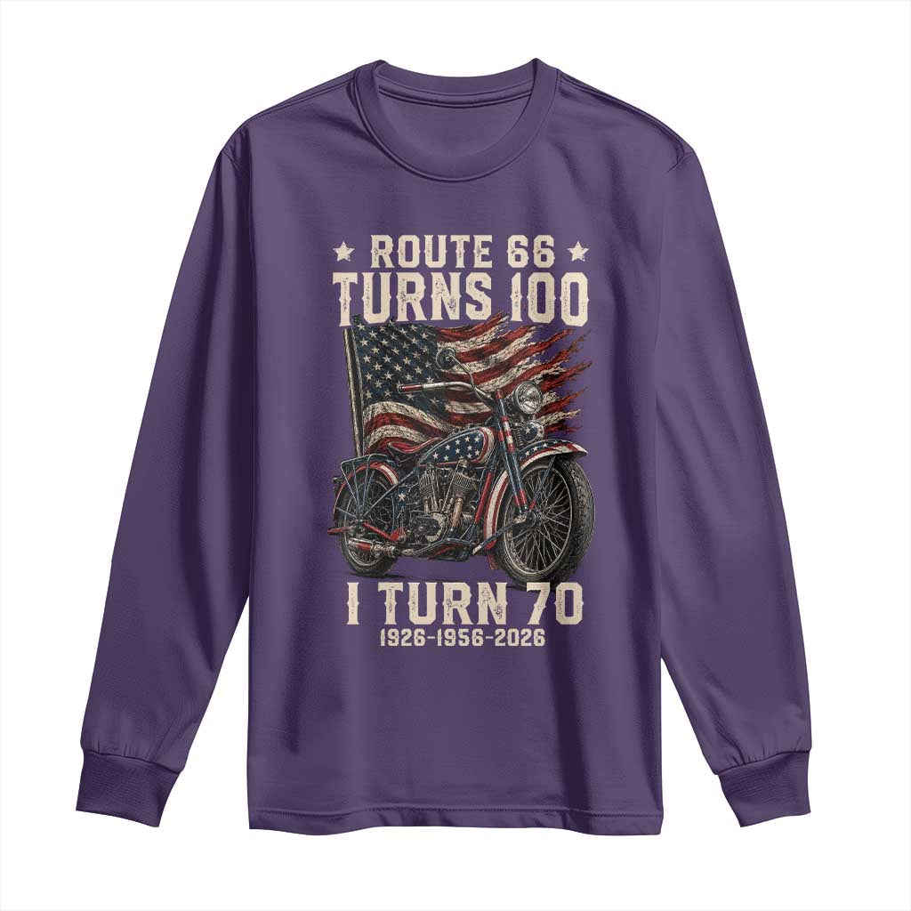 Route Highway 66 Turns 100 I Turn 70 Long Sleeve Shirt Vintage 1956 American Classic V-Twin Motorcycle Lover 70th Birthday Gift