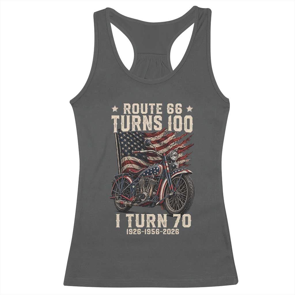 Route Highway 66 Turns 100 I Turn 70 Racerback Tank Top Vintage 1956 American Classic V-Twin Motorcycle Lover 70th Birthday Gift