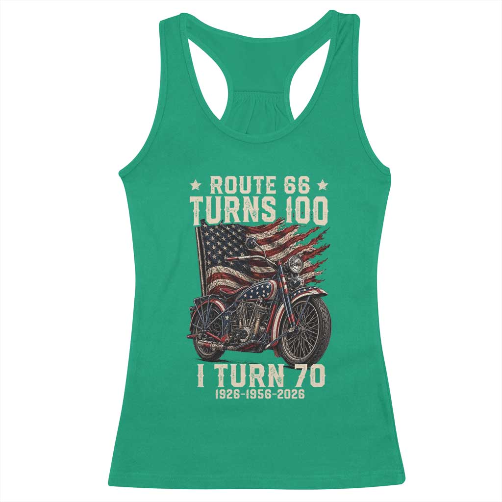 Route Highway 66 Turns 100 I Turn 70 Racerback Tank Top Vintage 1956 American Classic V-Twin Motorcycle Lover 70th Birthday Gift