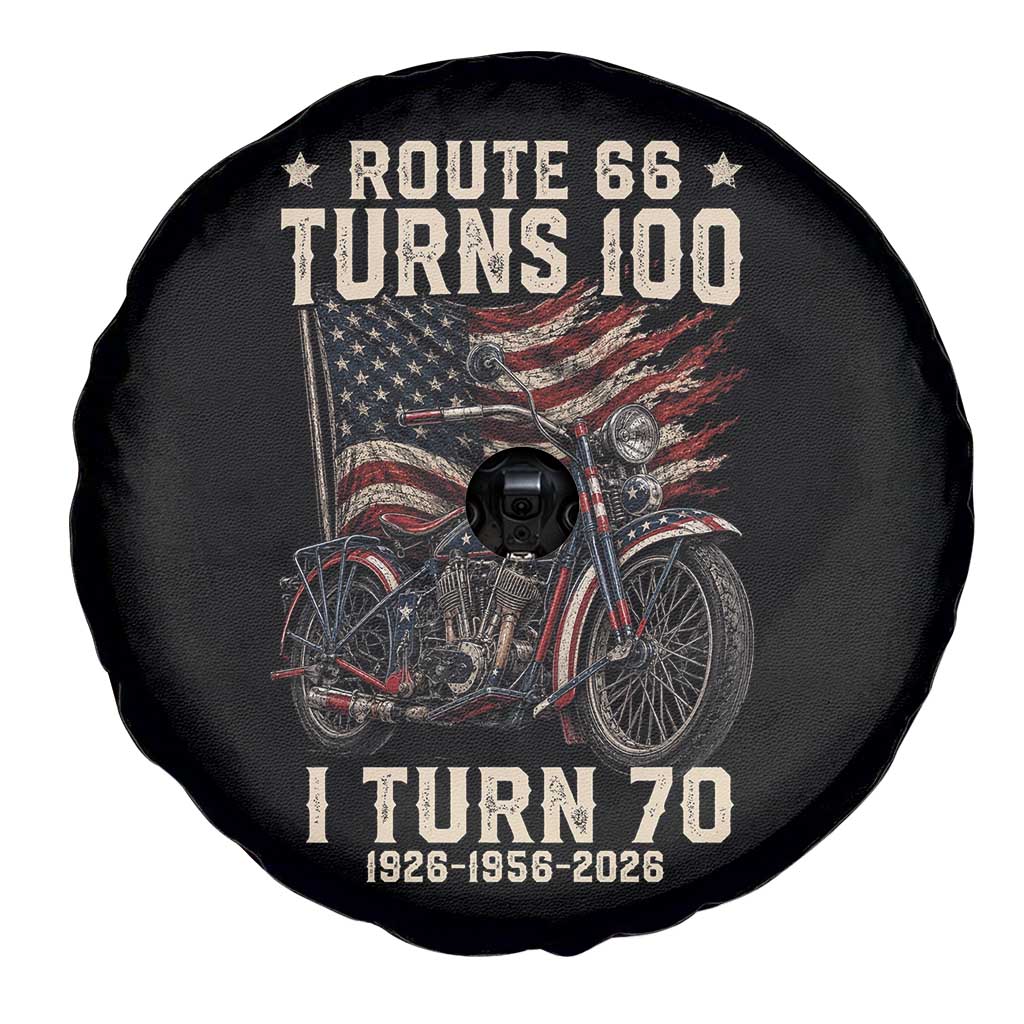 Route Highway 66 Turns 100 I Turn 70 Spare Tire Cover Vintage 1956 American Classic V-Twin Motorcycle Lover 70th Birthday Gift