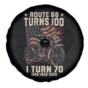 Route Highway 66 Turns 100 I Turn 70 Spare Tire Cover Vintage 1956 American Classic V-Twin Motorcycle Lover 70th Birthday Gift