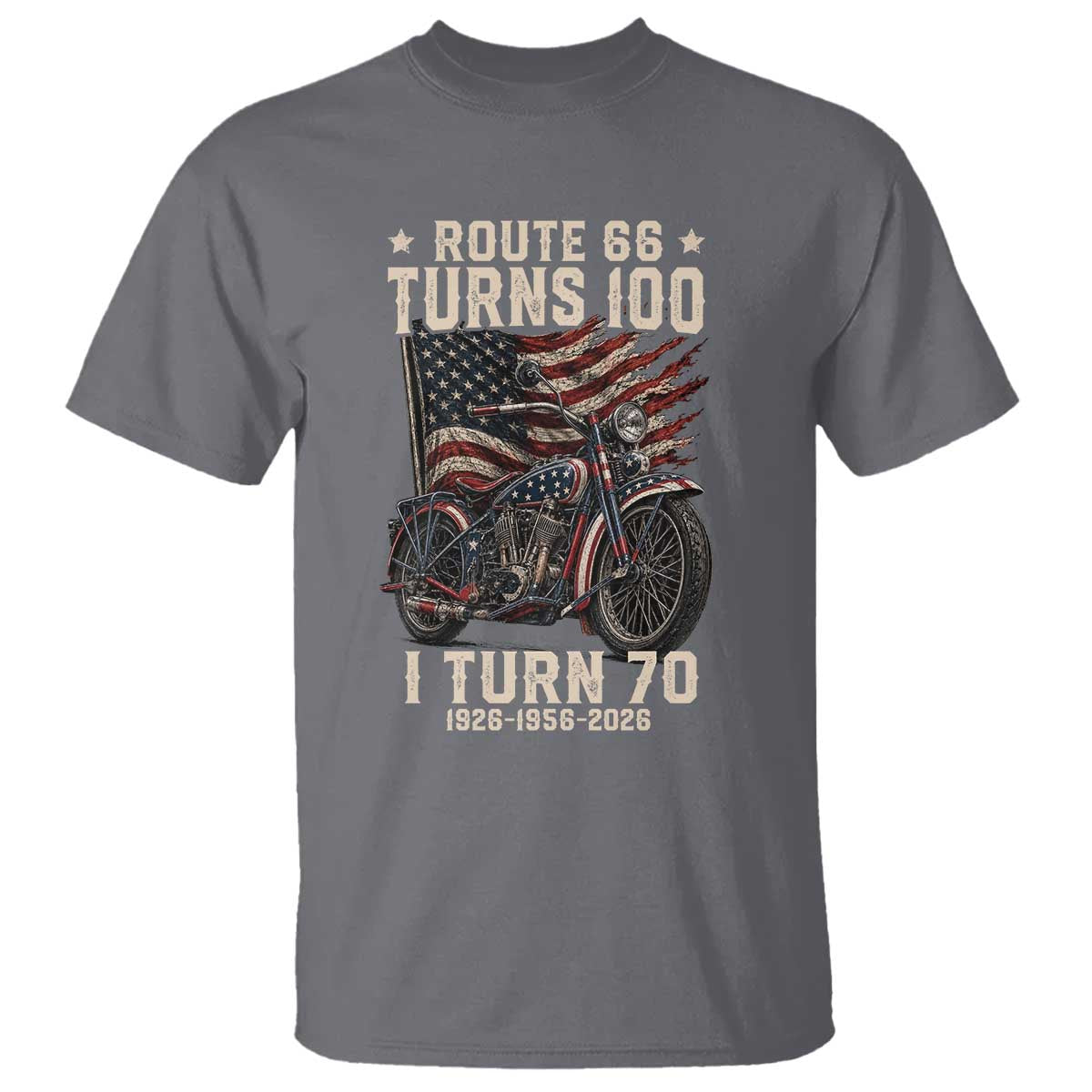 Route Highway 66 Turns 100 I Turn 70 T Shirt Vintage 1956 American Classic V-Twin Motorcycle Lover 70th Birthday Gift