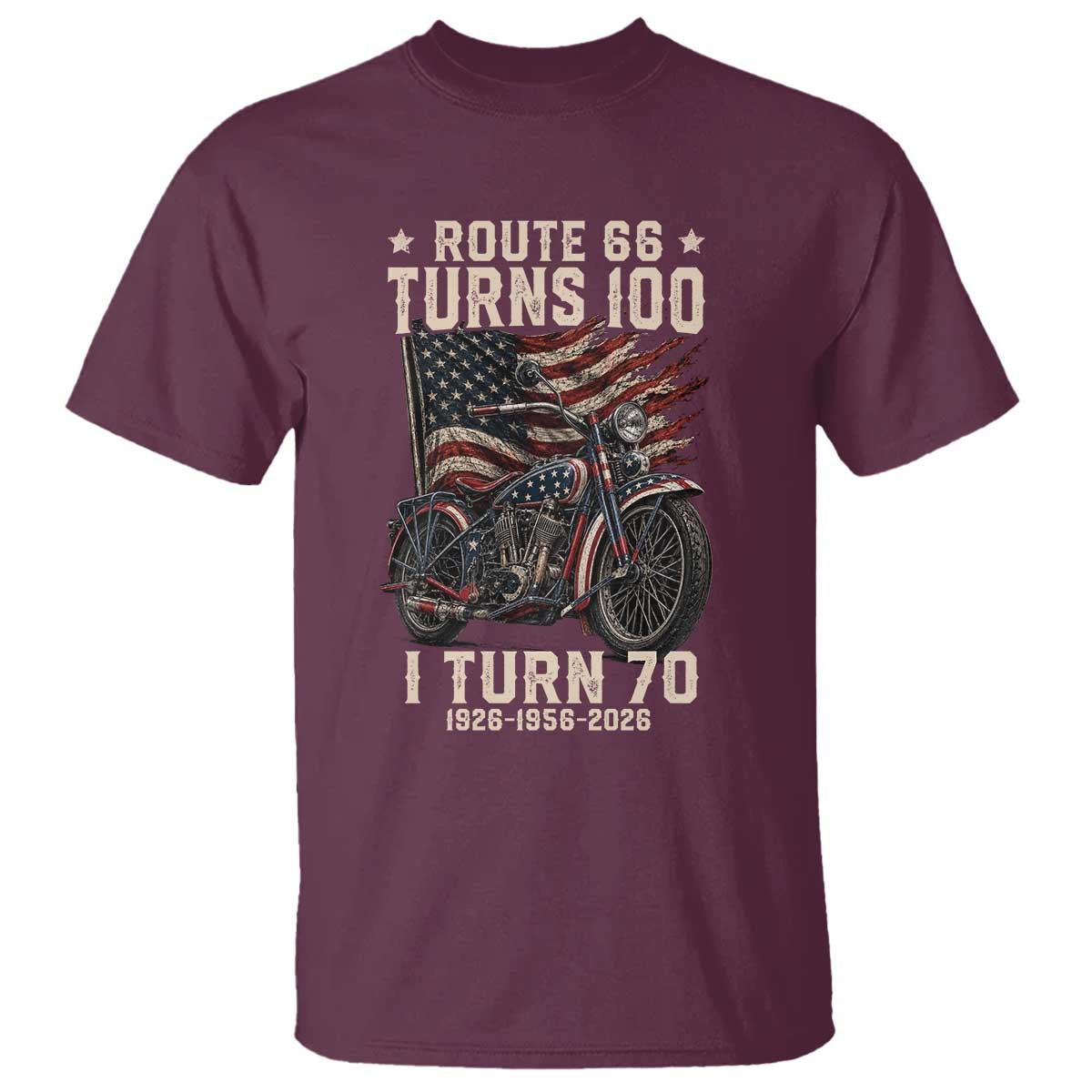 Route Highway 66 Turns 100 I Turn 70 T Shirt Vintage 1956 American Classic V-Twin Motorcycle Lover 70th Birthday Gift