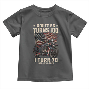 Route Highway 66 Turns 100 I Turn 70 Toddler T Shirt Vintage 1956 American Classic V-Twin Motorcycle Lover 70th Birthday Gift