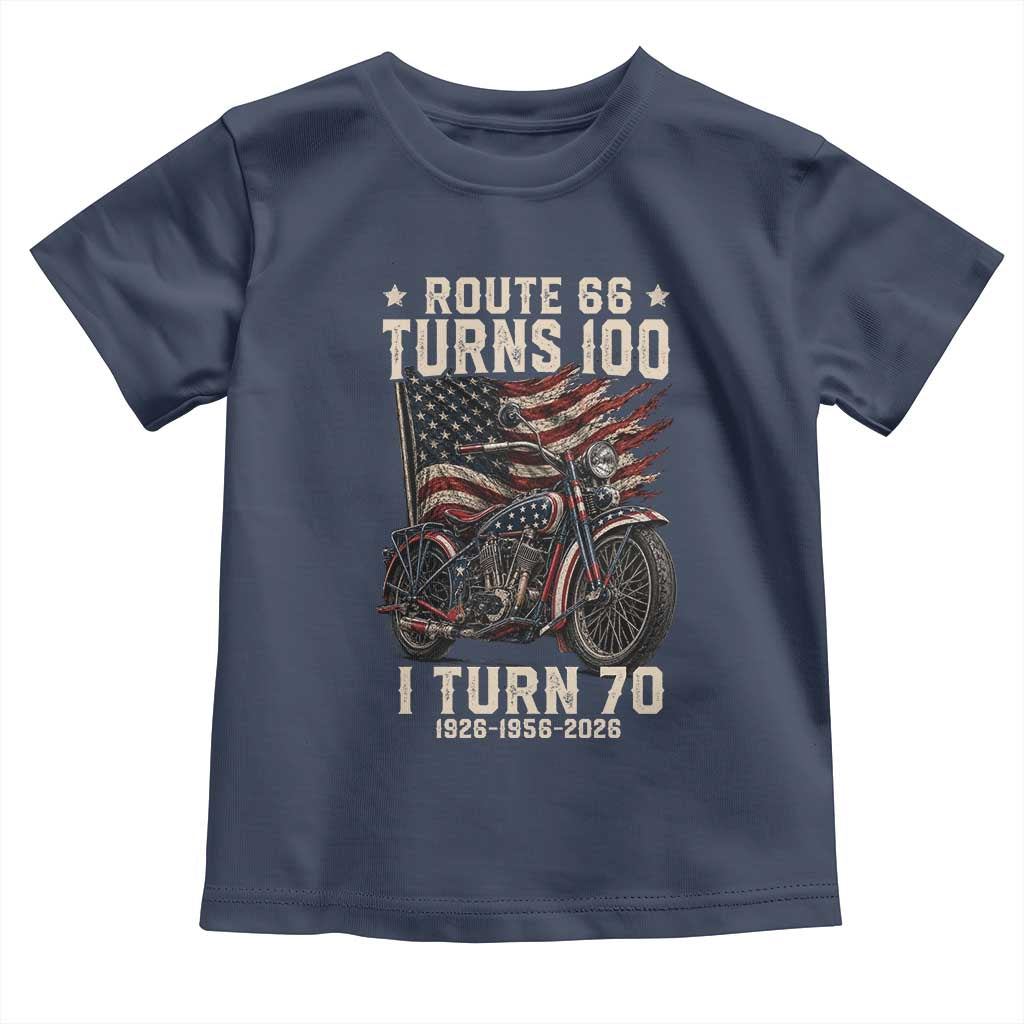 Route Highway 66 Turns 100 I Turn 70 Toddler T Shirt Vintage 1956 American Classic V-Twin Motorcycle Lover 70th Birthday Gift