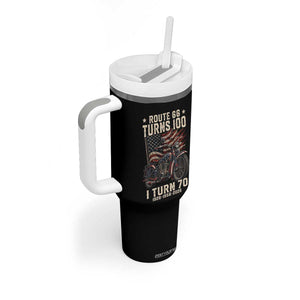 Route Highway 66 Turns 100 I Turn 70 Tumbler With Handle Vintage 1956 American Classic V-Twin Motorcycle Lover 70th Birthday Gift