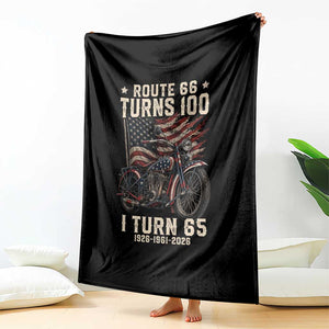 Route Highway 66 Turns 100 I Turn 65 Throw Blanket Vintage 1961 American Classic V-Twin Motorcycle Lover 65th Birthday Gift