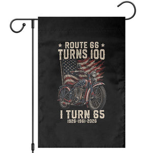 Route Highway 66 Turns 100 I Turn 65 Garden Flag Vintage 1961 American Classic V-Twin Motorcycle Lover 65th Birthday Gift