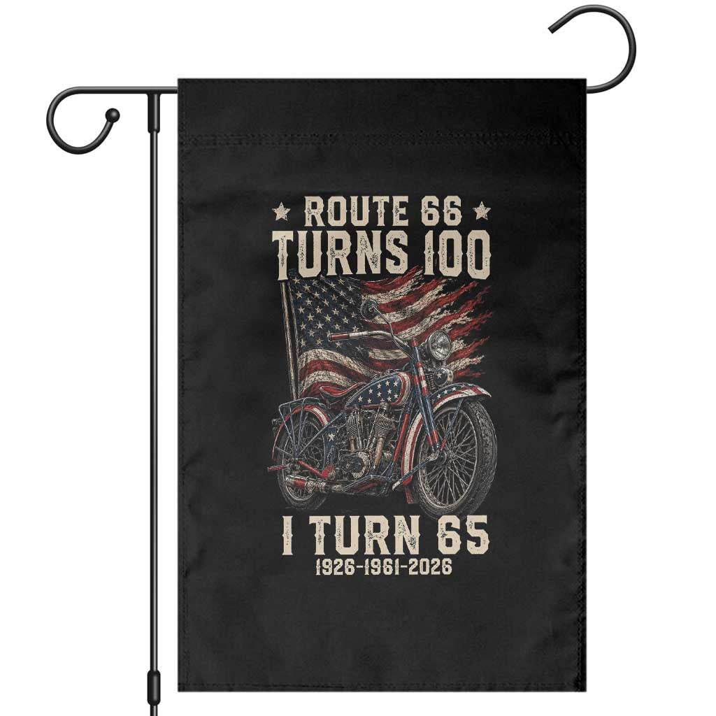 Route Highway 66 Turns 100 I Turn 65 Garden Flag Vintage 1961 American Classic V-Twin Motorcycle Lover 65th Birthday Gift TS14 Black Print Your Wear