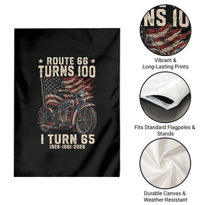 Route Highway 66 Turns 100 I Turn 65 Garden Flag Vintage 1961 American Classic V-Twin Motorcycle Lover 65th Birthday Gift
