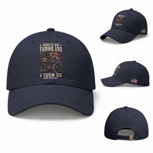 Route Highway 66 Turns 100 I Turn 65 Baseball Cap Vintage 1961 American Classic V-Twin Motorcycle Lover 65th Birthday Gift