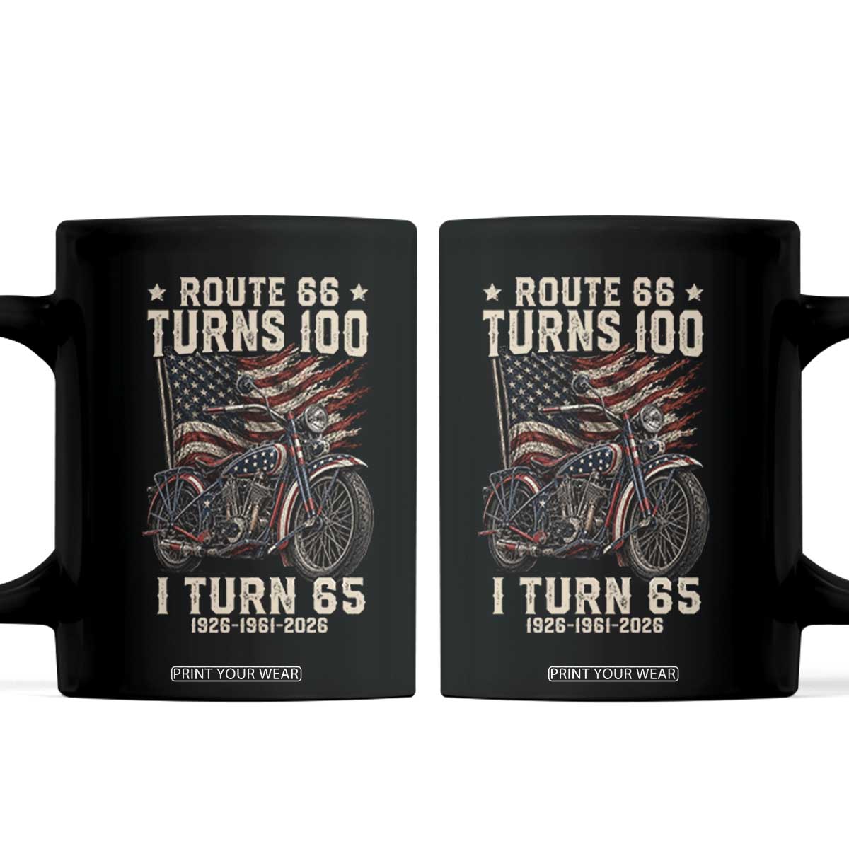 Route Highway 66 Turns 100 I Turn 65 Coffee Mug Vintage 1961 American Classic V-Twin Motorcycle Lover 65th Birthday Gift