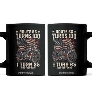 Route Highway 66 Turns 100 I Turn 65 Coffee Mug Vintage 1961 American Classic V-Twin Motorcycle Lover 65th Birthday Gift