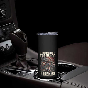 Route Highway 66 Turns 100 I Turn 65 Skinny Tumbler Vintage 1961 American Classic V-Twin Motorcycle Lover 65th Birthday Gift