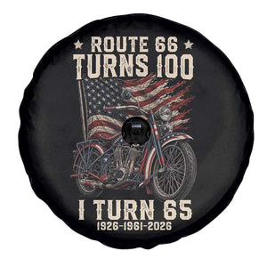 Route Highway 66 Turns 100 I Turn 65 Spare Tire Cover Vintage 1961 American Classic V-Twin Motorcycle Lover 65th Birthday Gift