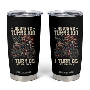 Route Highway 66 Turns 100 I Turn 65 Tumbler Cup Vintage 1961 American Classic V-Twin Motorcycle Lover 65th Birthday Gift