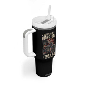 Route Highway 66 Turns 100 I Turn 65 Tumbler With Handle Vintage 1961 American Classic V-Twin Motorcycle Lover 65th Birthday Gift