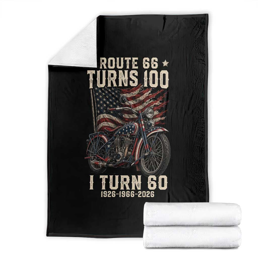 Route Highway 66 Turns 100 I Turn 60 Throw Blanket Vintage 1966 American Classic V-Twin Motorcycle Lover 60th Birthday Gift TS14 Black Print Your Wear