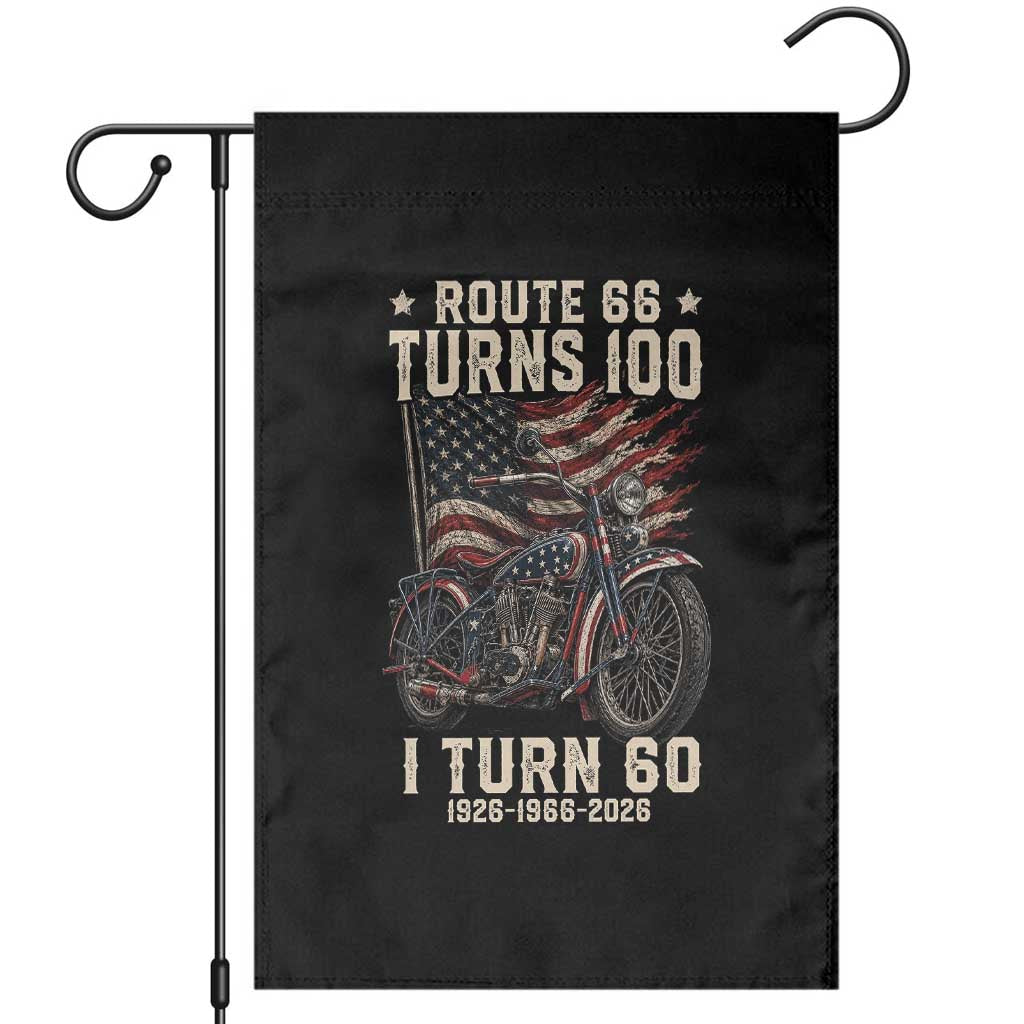Route Highway 66 Turns 100 I Turn 60 Garden Flag Vintage 1966 American Classic V-Twin Motorcycle Lover 60th Birthday Gift