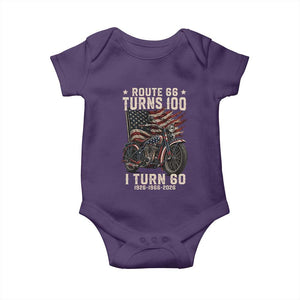 Route Highway 66 Turns 100 I Turn 60 Baby Onesie Vintage 1966 American Classic V-Twin Motorcycle Lover 60th Birthday Gift