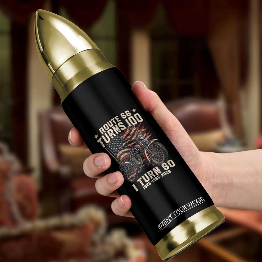 Route Highway 66 Turns 100 I Turn 60 Bullet Tumbler Vintage 1966 American Classic V-Twin Motorcycle Lover 60th Birthday Gift