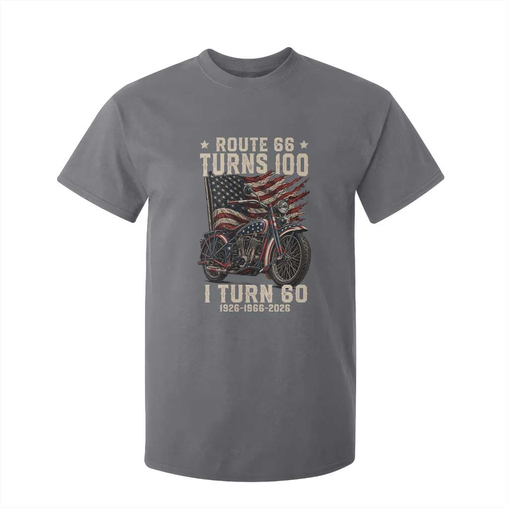 Route Highway 66 Turns 100 I Turn 60 T Shirt For Kid Vintage 1966 American Classic V-Twin Motorcycle Lover 60th Birthday Gift