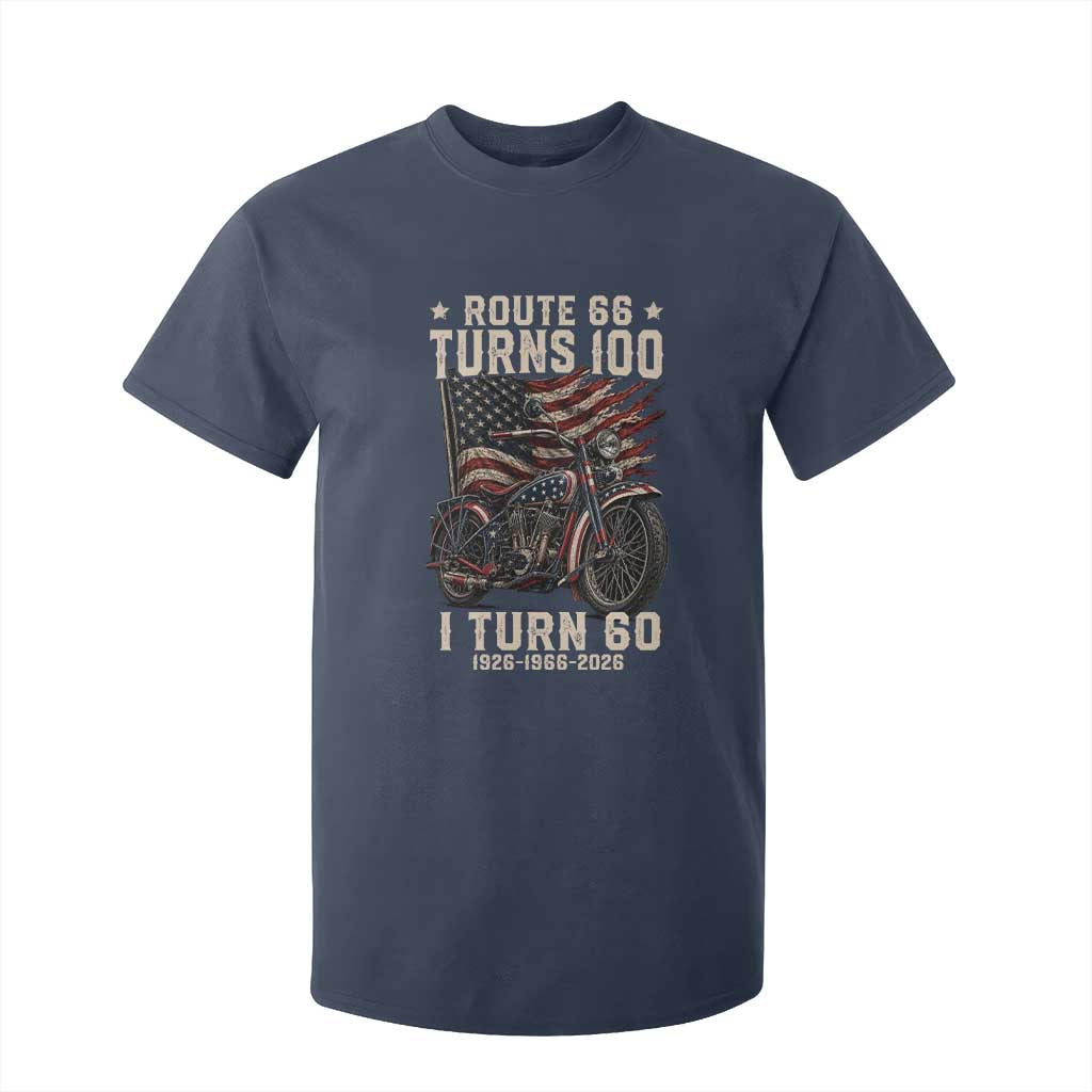 Route Highway 66 Turns 100 I Turn 60 T Shirt For Kid Vintage 1966 American Classic V-Twin Motorcycle Lover 60th Birthday Gift