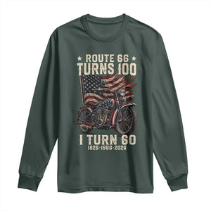 Route Highway 66 Turns 100 I Turn 60 Long Sleeve Shirt Vintage 1966 American Classic V-Twin Motorcycle Lover 60th Birthday Gift