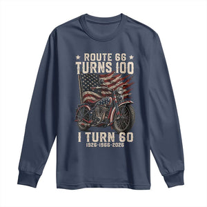 Route Highway 66 Turns 100 I Turn 60 Long Sleeve Shirt Vintage 1966 American Classic V-Twin Motorcycle Lover 60th Birthday Gift
