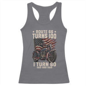 Route Highway 66 Turns 100 I Turn 60 Racerback Tank Top Vintage 1966 American Classic V-Twin Motorcycle Lover 60th Birthday Gift