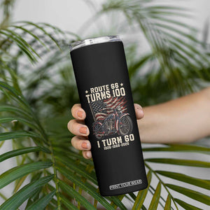 Route Highway 66 Turns 100 I Turn 60 Skinny Tumbler Vintage 1966 American Classic V-Twin Motorcycle Lover 60th Birthday Gift