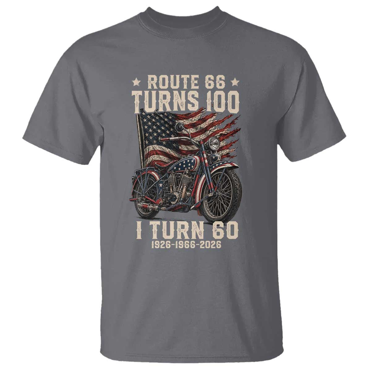 Route Highway 66 Turns 100 I Turn 60 T Shirt Vintage 1966 American Classic V-Twin Motorcycle Lover 60th Birthday Gift