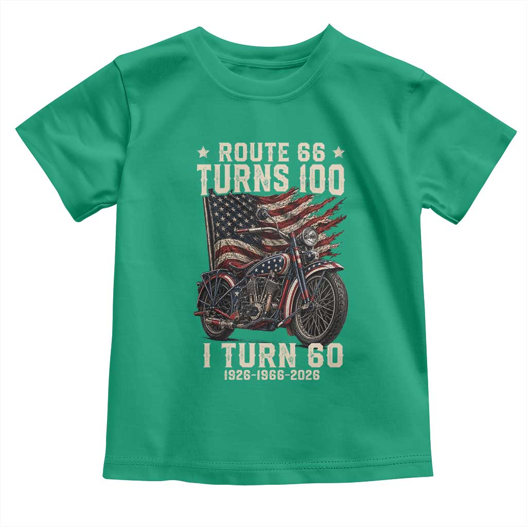 Route Highway 66 Turns 100 I Turn 60 Toddler T Shirt Vintage 1966 American Classic V-Twin Motorcycle Lover 60th Birthday Gift