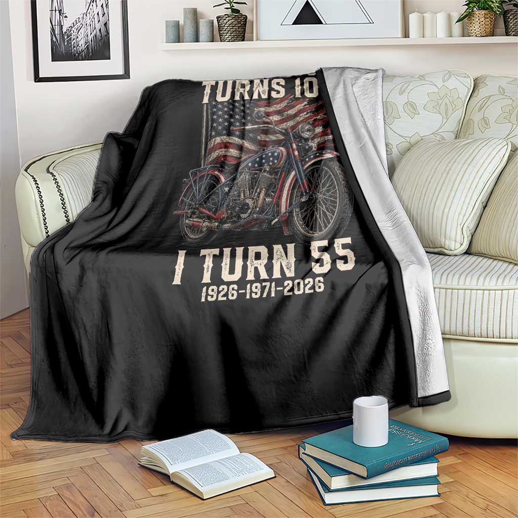 Route Highway 66 Turns 100 I Turn 55 Throw Blanket Vintage 1971 American Classic V-Twin Motorcycle Lover 55th Birthday Gift