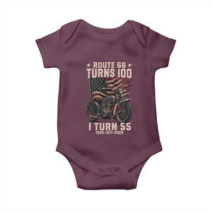 Route Highway 66 Turns 100 I Turn 55 Baby Onesie Vintage 1971 American Classic V-Twin Motorcycle Lover 55th Birthday Gift