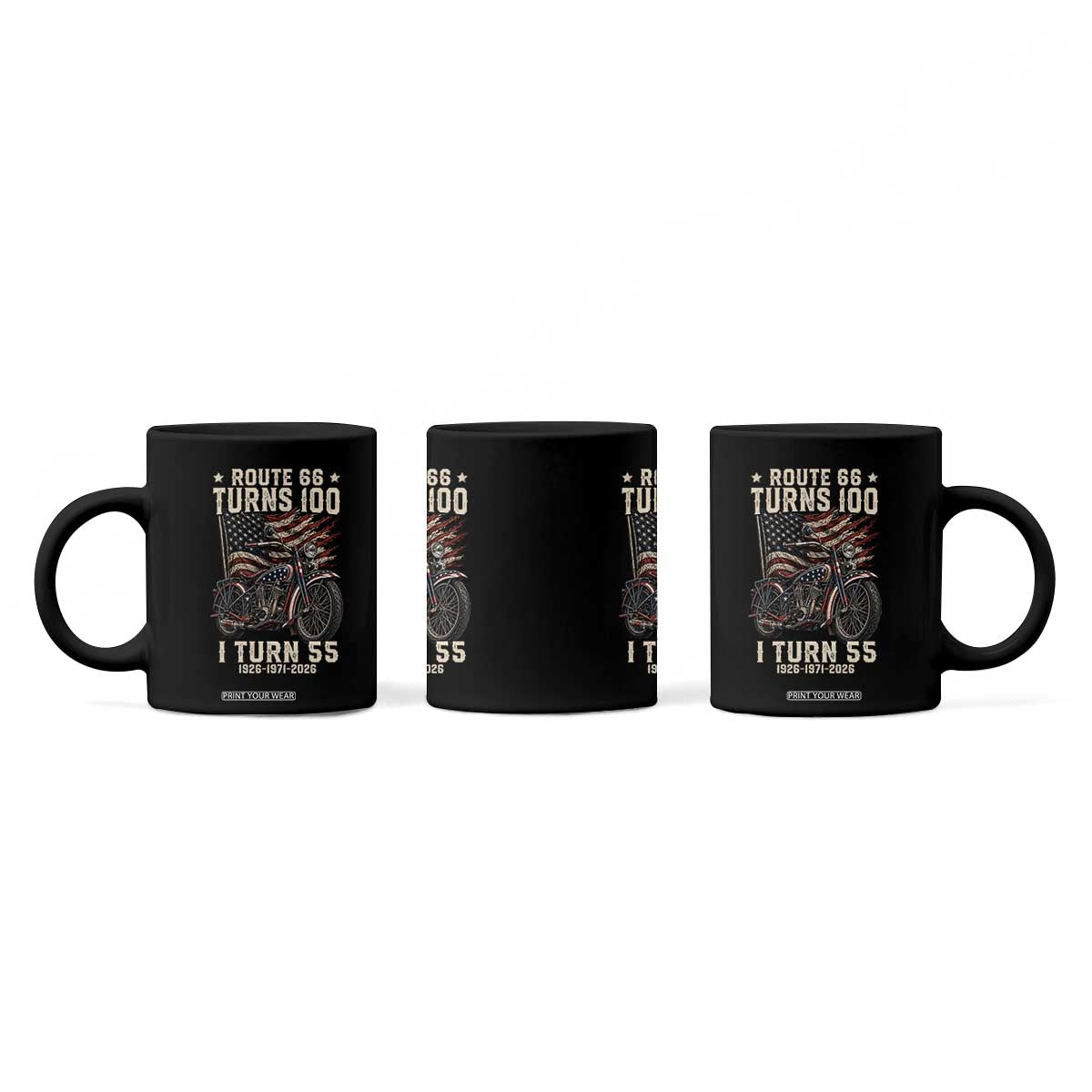 Route Highway 66 Turns 100 I Turn 55 Coffee Mug Vintage 1971 American Classic V-Twin Motorcycle Lover 55th Birthday Gift