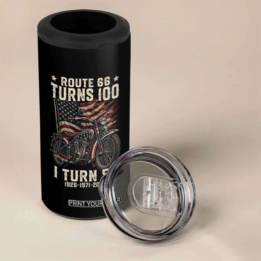 Route Highway 66 Turns 100 I Turn 55 4 in 1 Can Cooler Tumbler Vintage 1971 American Classic V-Twin Motorcycle Lover 55th Birthday Gift