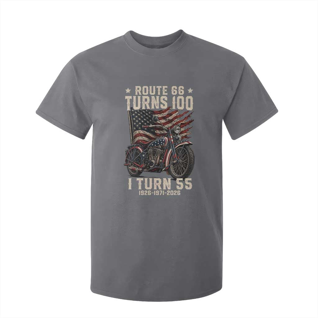 Route Highway 66 Turns 100 I Turn 55 T Shirt For Kid Vintage 1971 American Classic V-Twin Motorcycle Lover 55th Birthday Gift