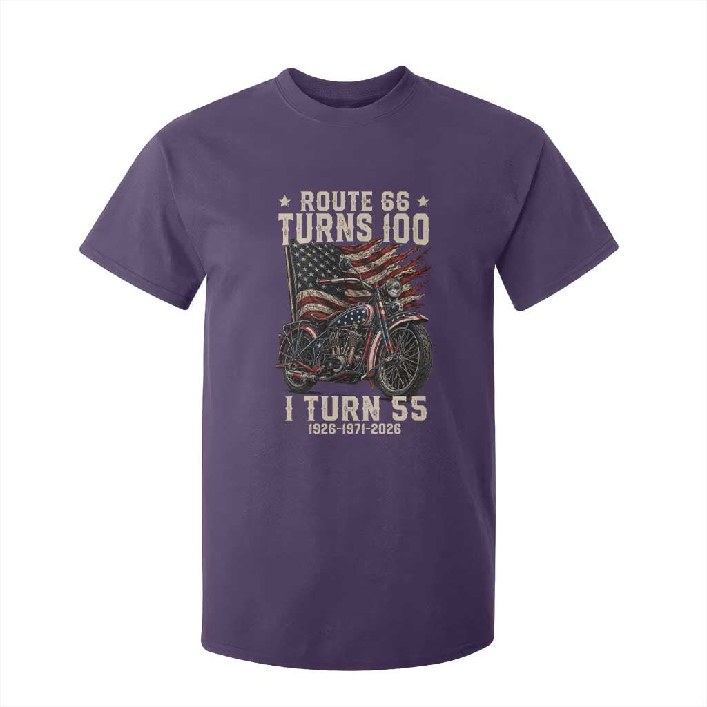 Route Highway 66 Turns 100 I Turn 55 T Shirt For Kid Vintage 1971 American Classic V-Twin Motorcycle Lover 55th Birthday Gift