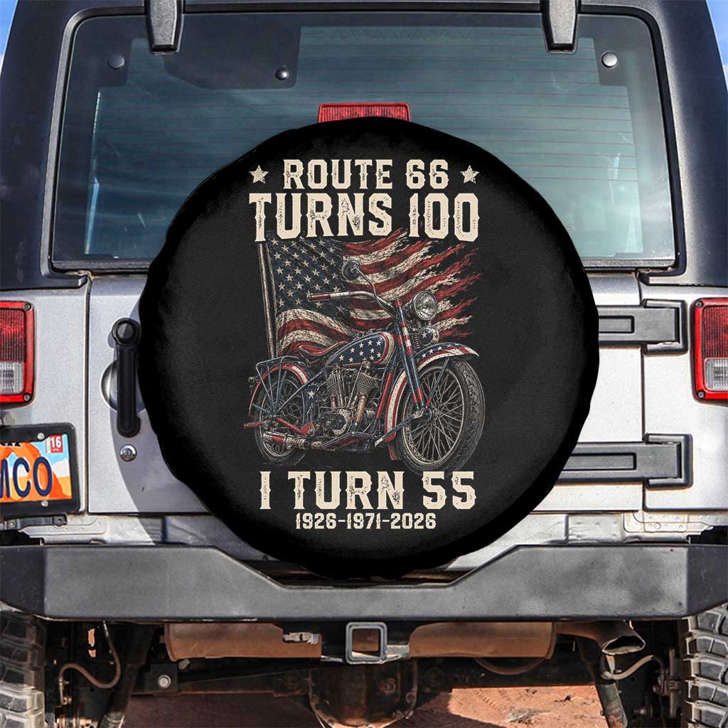 Route Highway 66 Turns 100 I Turn 55 Spare Tire Cover Vintage 1971 American Classic V-Twin Motorcycle Lover 55th Birthday Gift