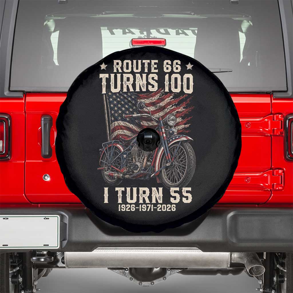 Route Highway 66 Turns 100 I Turn 55 Spare Tire Cover Vintage 1971 American Classic V-Twin Motorcycle Lover 55th Birthday Gift