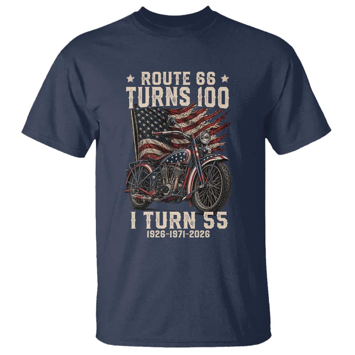 Route Highway 66 Turns 100 I Turn 55 T Shirt Vintage 1971 American Classic V-Twin Motorcycle Lover 55th Birthday Gift