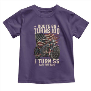 Route Highway 66 Turns 100 I Turn 55 Toddler T Shirt Vintage 1971 American Classic V-Twin Motorcycle Lover 55th Birthday Gift