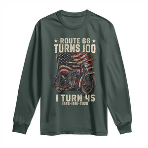 Route Highway 66 Turns 100 I Turn 45 Long Sleeve Shirt Vintage 1981 American Classic V-Twin Motorcycle Lover 45th Birthday Gift