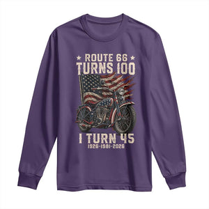 Route Highway 66 Turns 100 I Turn 45 Long Sleeve Shirt Vintage 1981 American Classic V-Twin Motorcycle Lover 45th Birthday Gift