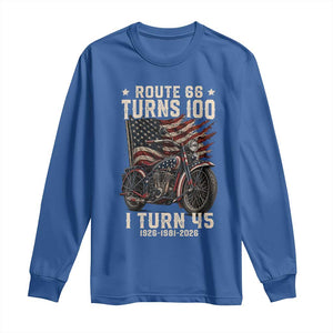 Route Highway 66 Turns 100 I Turn 45 Long Sleeve Shirt Vintage 1981 American Classic V-Twin Motorcycle Lover 45th Birthday Gift